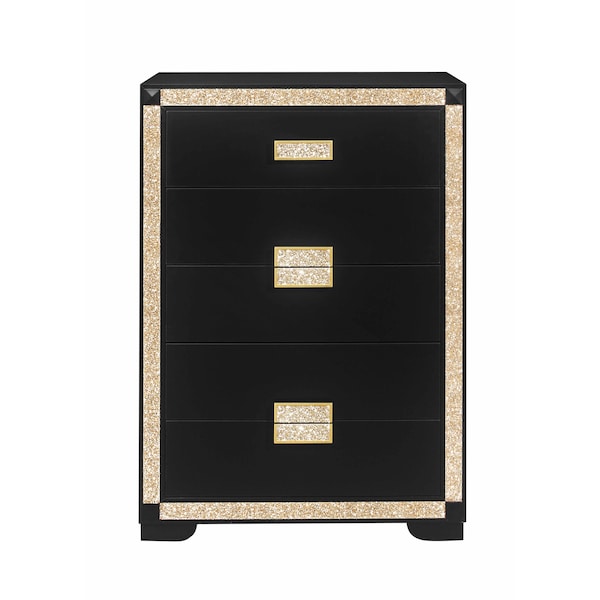 Global Furniture Usa Traditional Glam Glitter Blake Black/Gold Chest 665 - main